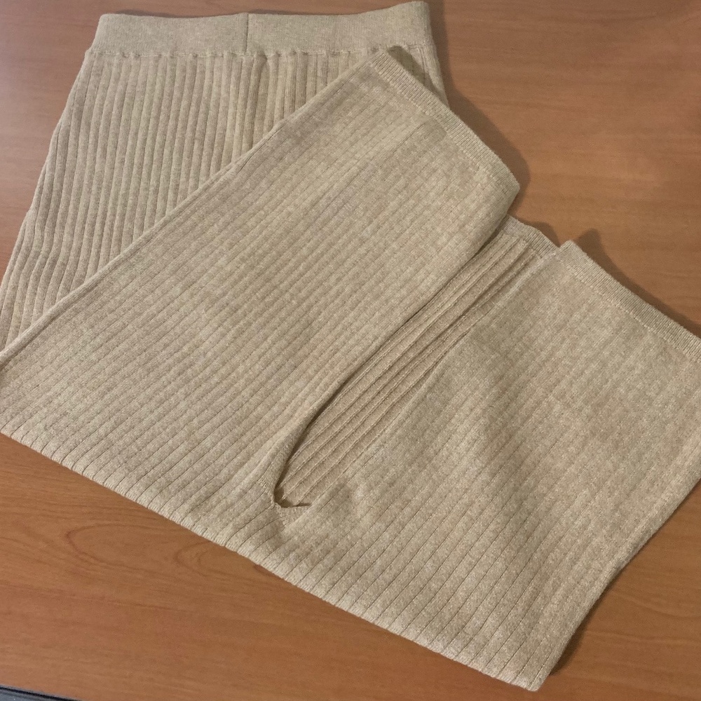 FreePeople Tan Maxi Pencil Skirt W/ Front Slit